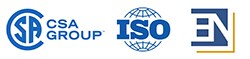CSA、ISO、ENのロゴ