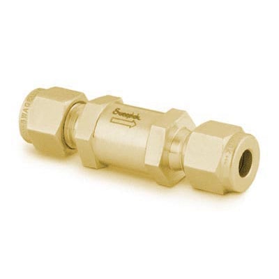 Brass Poppet Check Valve, Fixed Pressure, 1/4 In. Swagelok Tube Fitting ...