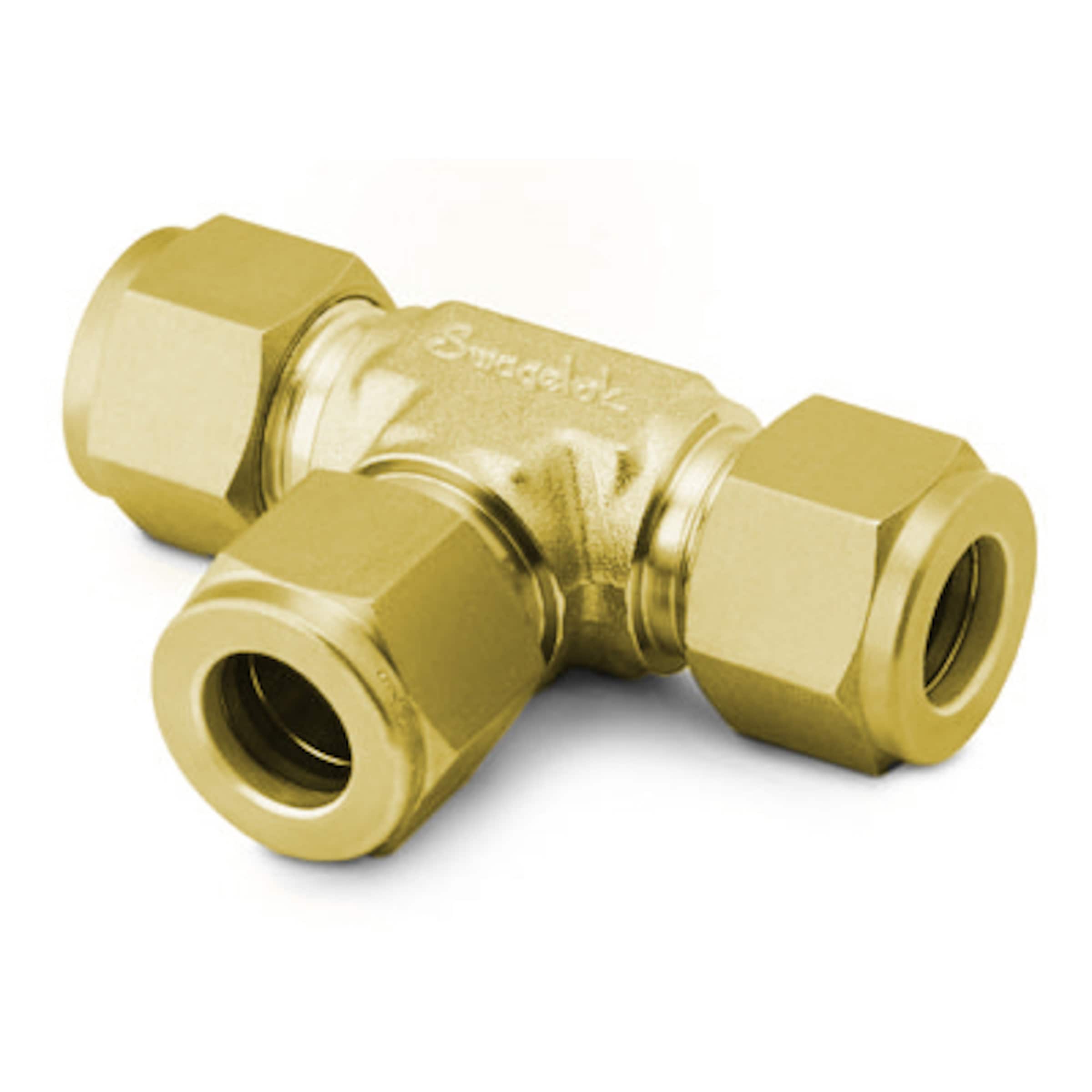 Brass Swagelok Tube Fitting, Reducing Union Tee, 1/2 in. x 1/2 in