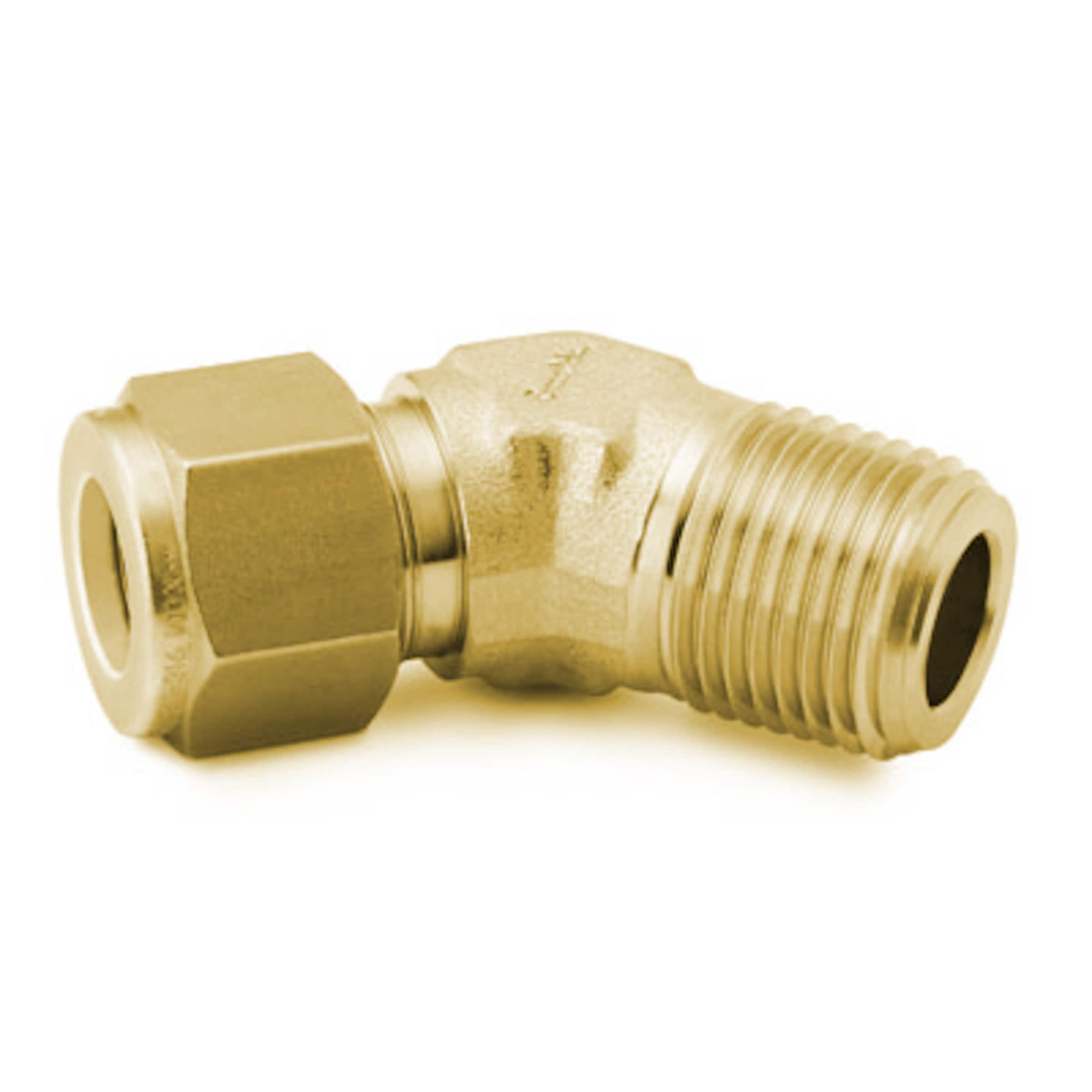 Brass Compression Fittings - 45 Degree Elbows - 3/16 COMP x 1/8