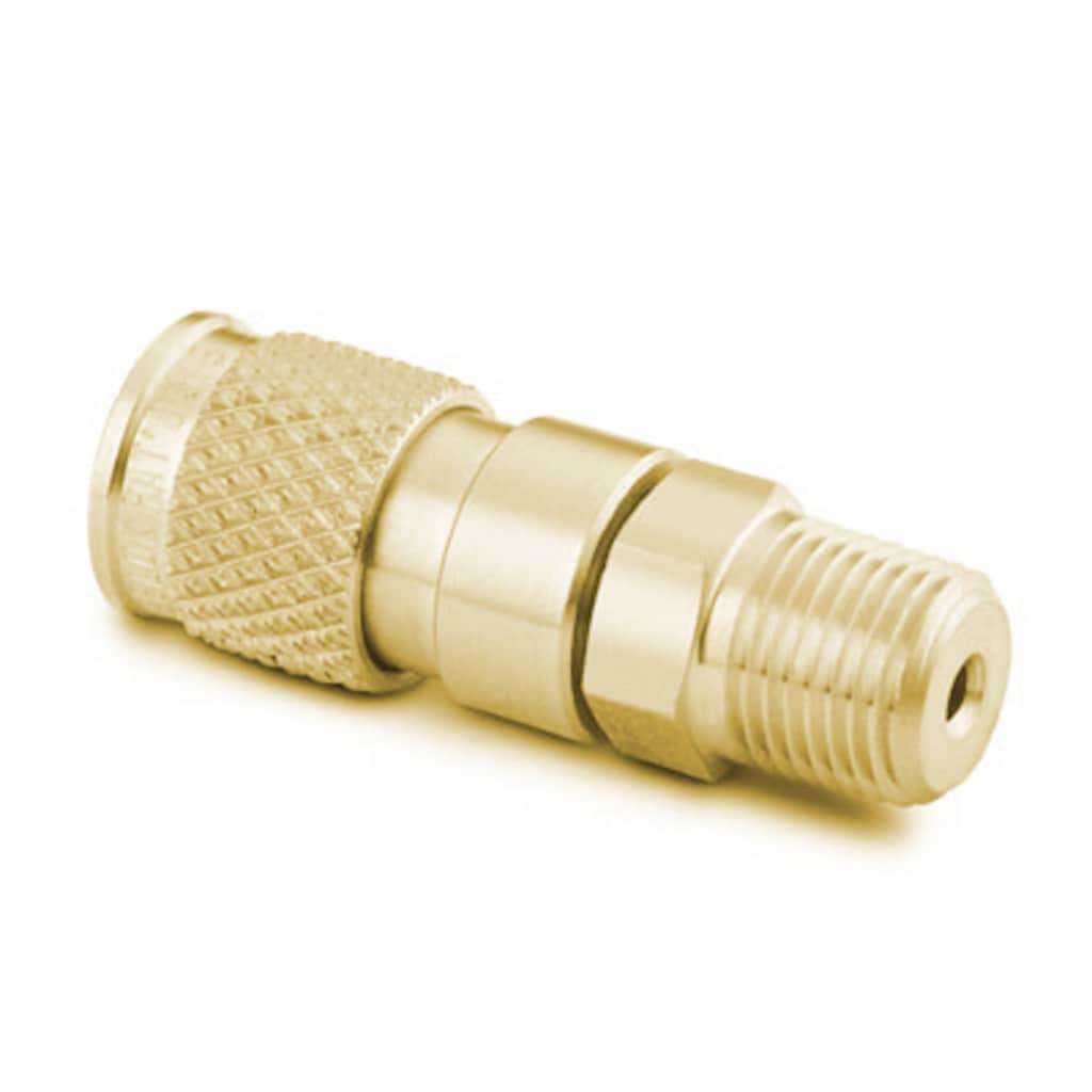 Brass Miniature Quick Connect Stem with Valve, 0.05 Cv, 1/8 in. Male NPT