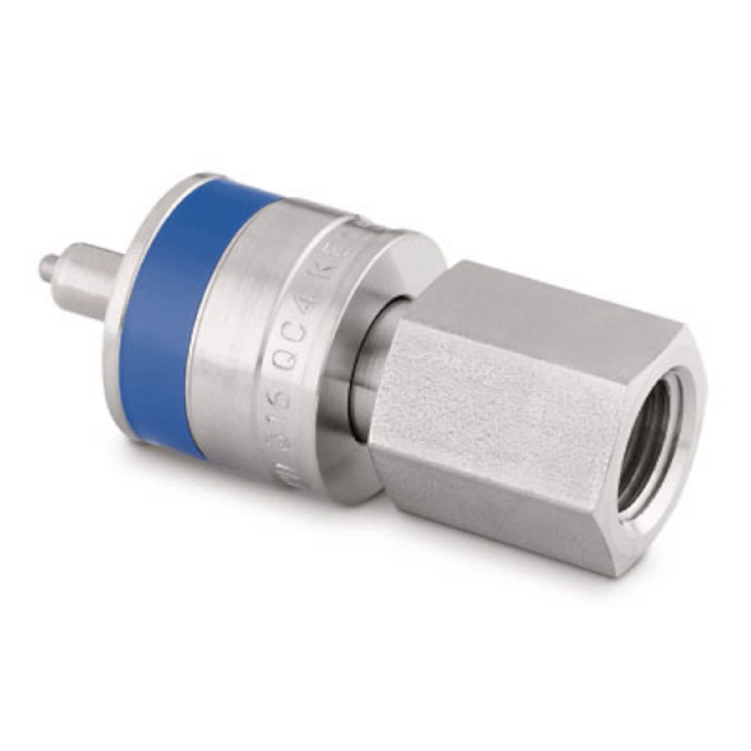 Stainless Steel Instrumentation Quick Connect Stem with Valve, 0.2 Cv, 1/4  in. Female NPT, Blue Key, Instrumentation Quick Connects, Quick Connects, Valves, All Products